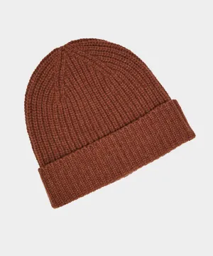 Italian Recycled Cashmere Beanie in Cocoa