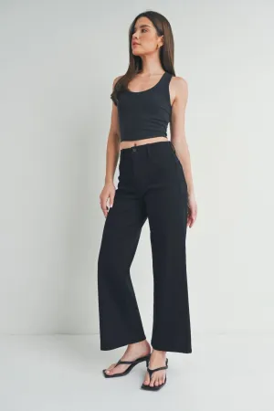 Black Trouser Wide Leg Stretch Jeans