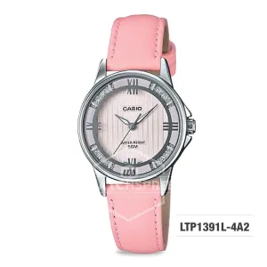 Casio Ladies' Standard Analog Pink Leather Strap Watch LTP1391L-4A2 LTP-1391L-4A2