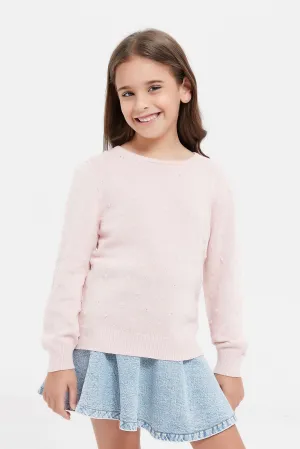 Girls Pink Knitted Pullover