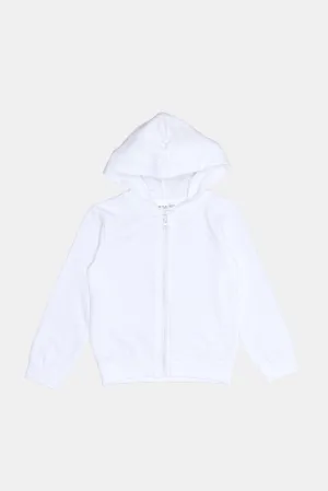 Infant Boys White Hoody With Zipper Sweatshirts