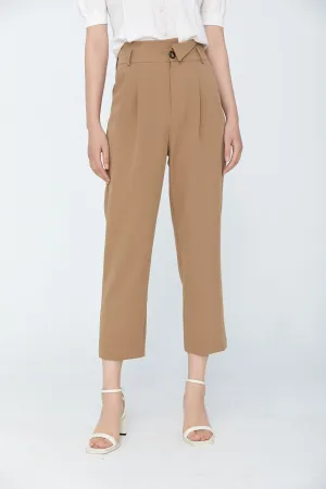 Khaki Grey Crop Harem Pants High Waist