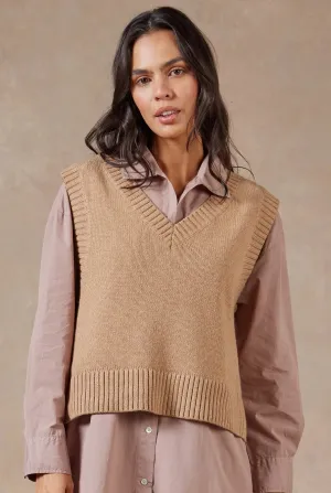 Malibu Knit Vest in Camel