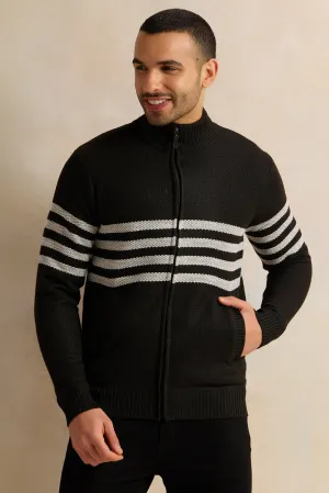 Men Charcoal Knitted Pullover