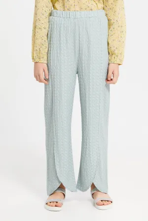 Senior Girls Mint Jacquard Culotte Pants