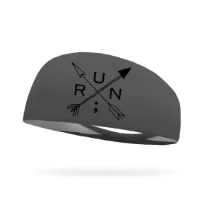 Still I Run Foundation Cross Arrows Collection Wicking Headband (black logo)