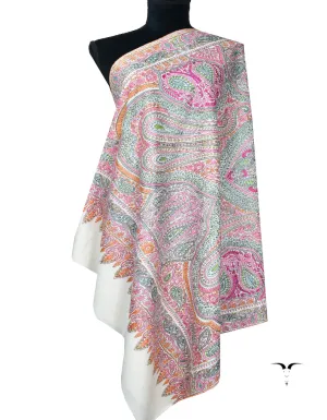 white jamma embroidery pashmina shawl 8088