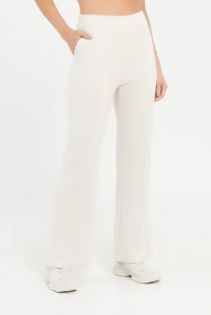 Women Ivory Wide Leg Active Pants